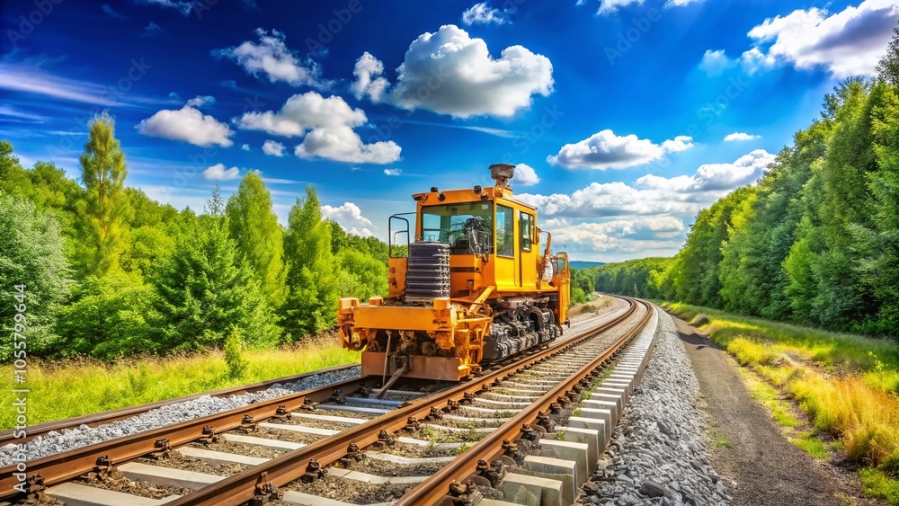 Poster efficient railroad track maintenance tamping machine in action