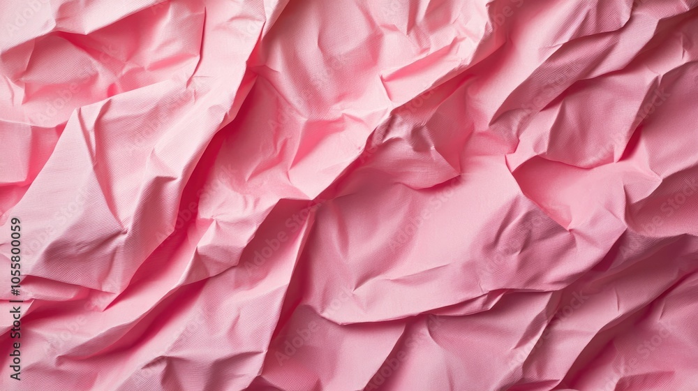 Poster close up view of wrinkled pink paper texture abstract vertical backdrop