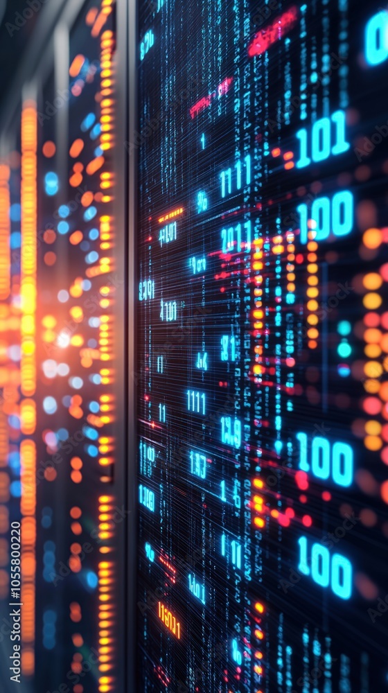 Poster illuminated data streams the pulse of modern technology in a digital era