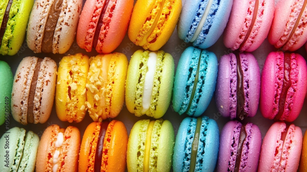 Poster vibrant macarons in an array of colors