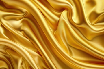 Fototapeta premium Draped Golden Satin Fabric with Smooth, Flowing Waves