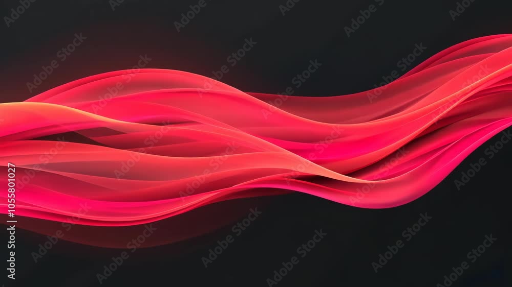 Poster abstract red wave on black background dynamic smooth flow modern design element creative art digital