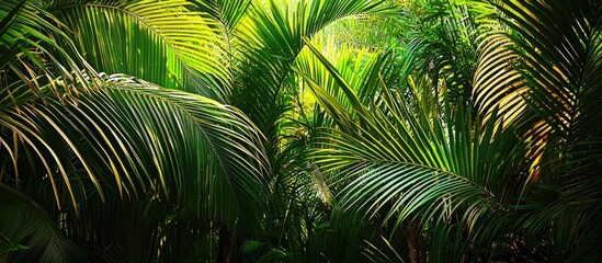 Branches Of Palm Trees In Nature In Summer Flora In The Subtropics