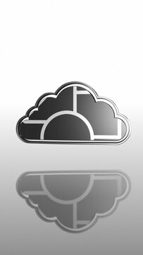 Vertical 3D Rotating Cloud Icon with Materials