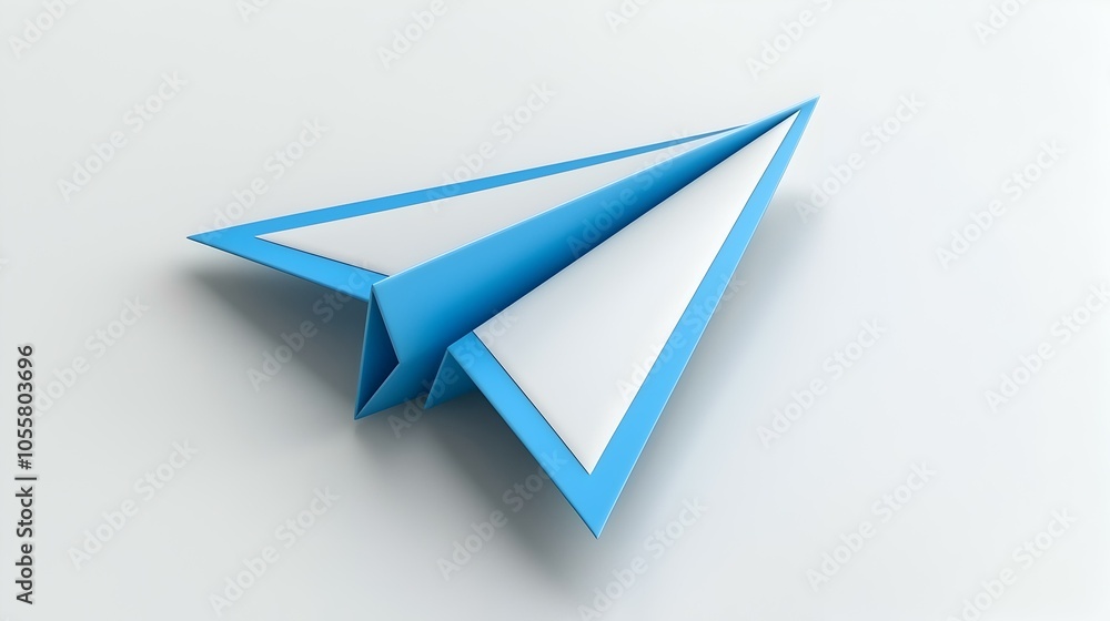 Poster clean telegram paper plane icon in blue, symbolizing communication and connectivity, featuring a min