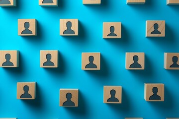 Connected Team Wooden Blocks Representing Staff Collaboration