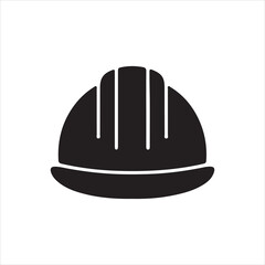 Black safety Helmet silhouette vector on white background. construction instrument.