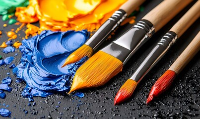 Vibrant Abstract Composition, a lively explosion of colors and shapes, evoking emotion and creativity through bold brushstrokes and dynamic forms.