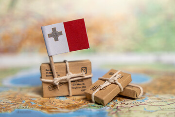 Malta Shipping and Delivery Services: International Mail, Parcels and Logistics on World Map...