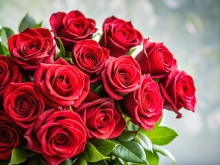 Obraz premium Elegant Red Rose Bouquet on White Background for Floral Arrangements and Celebrations