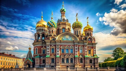 Obraz premium Orthodoxal Church in Historic St. Petersburg Russia with Beautiful Architecture and Ornate Details