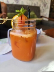 Sugar and spice cafe, Qatar, glass, juice, drink, food, fruit, healthy, tomato, sweet, jar, fresh, isolated, orange, white, honey, vegetable, beverage, red, cocktail, liquid, ripe, juicy, carrot, oran