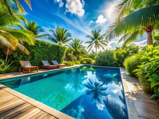 Obraz premium Elegant Swimming Pool on White Background - Relaxation and Luxury Scene
