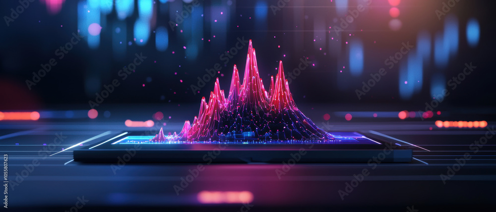 Poster Visual representation of data analysis with vibrant peaks and colors