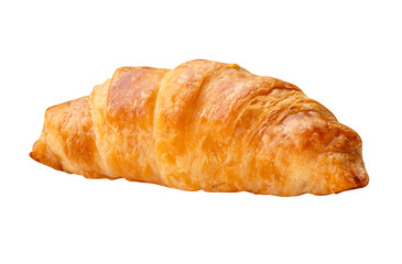 Side view of brown croissant isolated on white background with clipping path