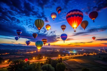 Naklejka premium Enchanting Navy Blue Balloons in a Long Exposure Dreamscape for Stunning Visuals