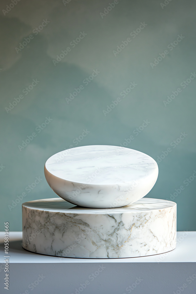 Poster elegant abstract marble podium displaying unique forms in modern design aesthetics