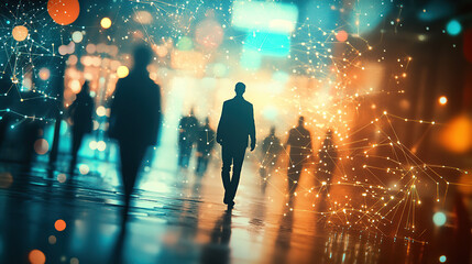 People Immersed in a High-Tech Digital Matrix