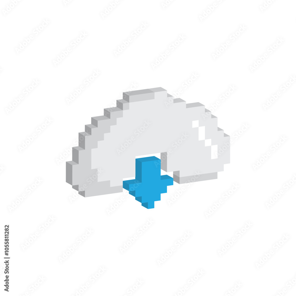 Aufkleber isometric upload and download pixel art icon vector 8 bit game cloud sign