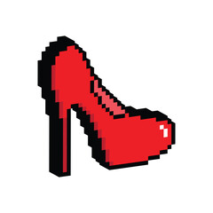 isometric pixel high heel shoes vector icon woman shoes pixel art element for 8 bit game