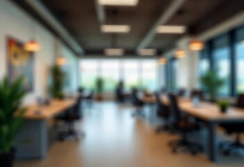 Fototapeta premium motion blur background of modern office interior design contemporary workspace for creative business defocus long exposure shake jerk