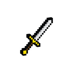 Fototapeta premium isometric sword pixel art icon vector 8 bit game