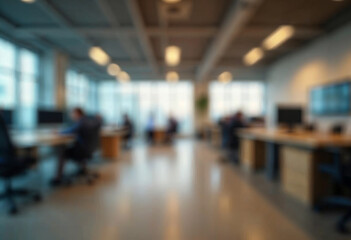 Fototapeta premium motion blur background of modern office interior design contemporary workspace for creative business defocus long exposure shake jerk