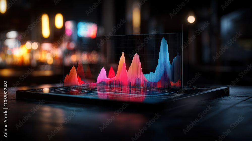 Poster 3d graph visualization with vibrant colors showcasing data trends