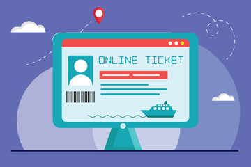 Tickets online concept. Colored flat vector illustration isolated.