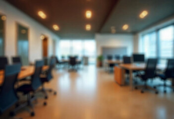 Fototapeta premium motion blur background of modern office interior design contemporary workspace for creative business defocus long exposure shake jerk