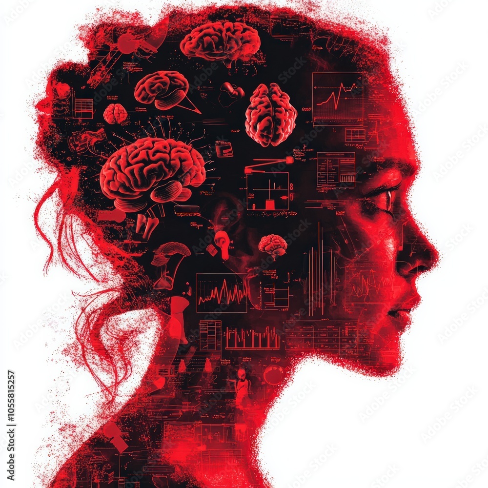 Poster exploring the intricacies of the human mind through visualization and data representation