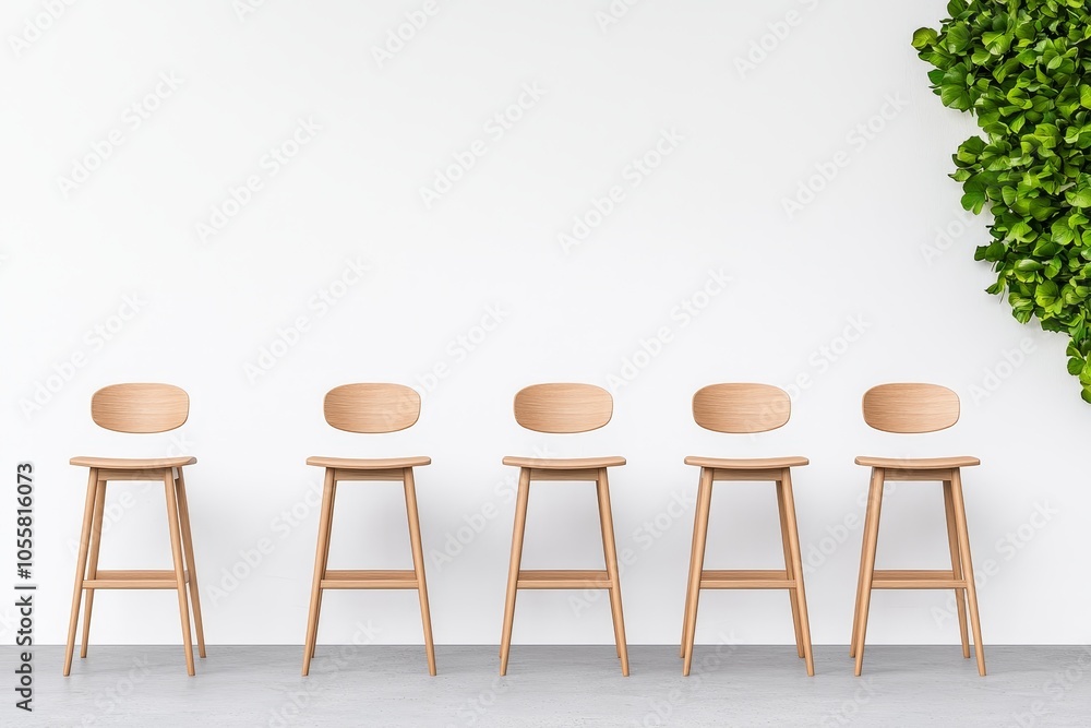 Poster 3d rendering of a modern office mockup with an empty white wall for the template.