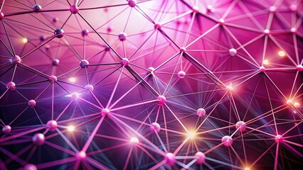 Obraz premium Fashion Photography with Pink Geometric Background and Interconnected Network Lines for Modern Aesthetics