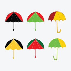 Obraz premium umbrella vector bundle at sunset, Vector umbrella bundle icons, Umbrella in a rain shower, Rainbow Umbrella, vector icon set, Insurance Line Vector Icon, 