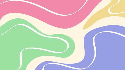 A vibrant abstract background with wavy shapes in pastel colors, creating a fluid, dynamic design suitable for modern, creative projects.
