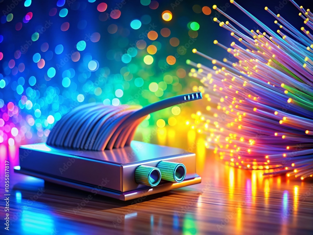 Poster fiber optical cable connectivity with wifi – 3d rendering and bokeh effect for enhanced visual appea