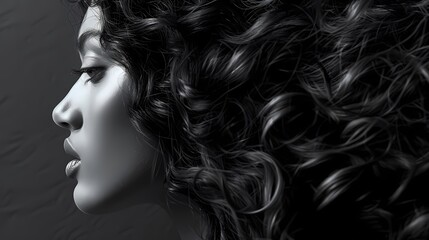 Fototapeta premium Cute girl with lush curly hair