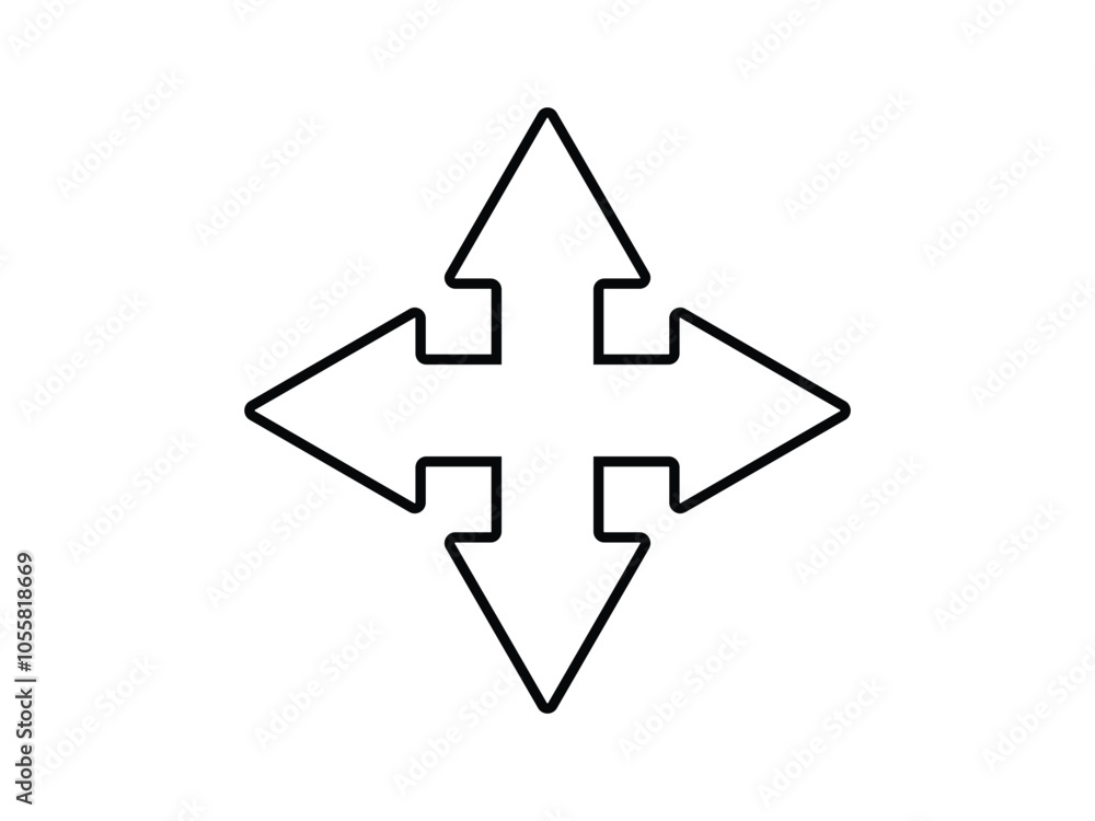 Poster four arrows point sign symbol vector on transparent background