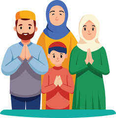 vector illustration of Muslim family