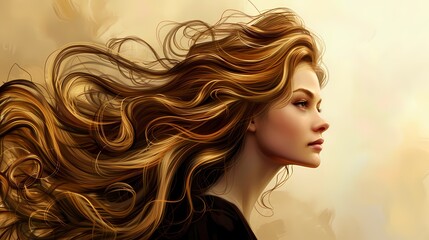 Cute girl with lush curly hair