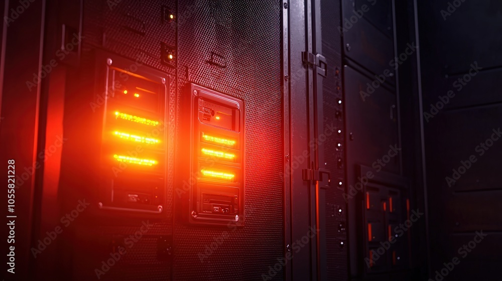 Aufkleber illuminated server racks a glimpse into modern data centers and technology infrastructure
