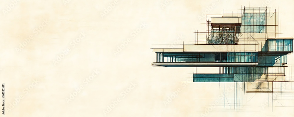 Poster abstract architectural design showcasing modern lines and structures.
