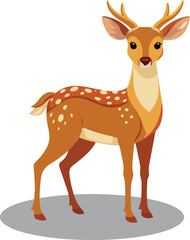 Fototapeta premium cartoon deer stands flat illustration. Isolated on transparent background.