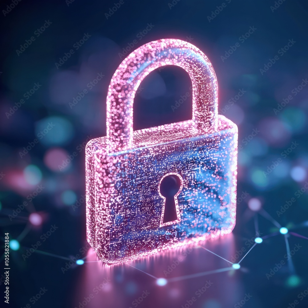 Poster exploring the significance of cybersecurity and digital lock mechanisms in modern technology