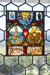 Stained glass at Gruyeres Castle, Switzerland