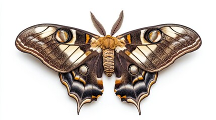 A Close-up of a Brown and White Moth with Eye-Like Markings on its Wings