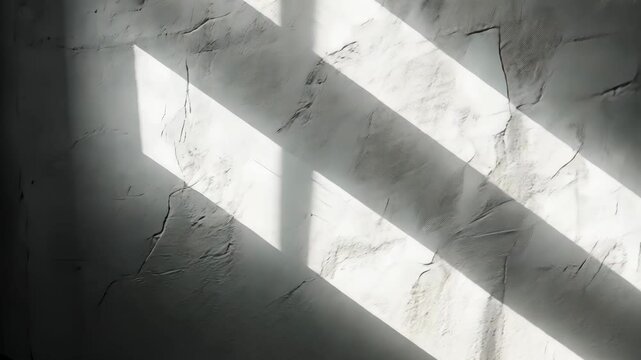 Blurred overlay effect for and mockups. Wall texture with organic drop diagonal shadow and rays of light on a white wall. shadows for natural light . Video