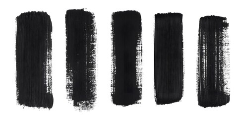 Five different brush strokes, all of which are black