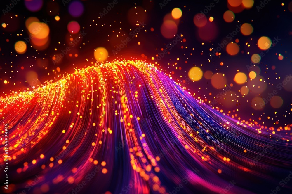 Poster vibrant waves of light and color creating an abstract visual spectacle