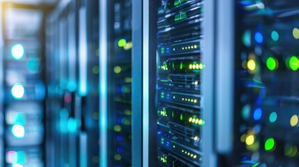 Naklejka premium Server Racks in a Modern Data Center